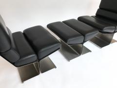 Paul Geoffroy Pair of Lounge Chairs and Ottoman by Paul Geoffroy for Uginox France 1970s - 519581