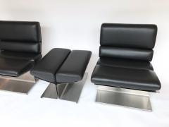 Paul Geoffroy Pair of Lounge Chairs and Ottoman by Paul Geoffroy for Uginox France 1970s - 519582