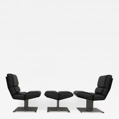 Paul Geoffroy Pair of Lounge Chairs and Ottoman by Paul Geoffroy for Uginox France 1970s - 520813