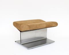 Paul Geoffroy Paul Geoffroy Steel and Suede Cushion Foot Stool by Uginox France 1970 - 4264891