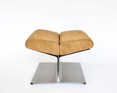 Paul Geoffroy Paul Geoffroy Steel and Suede Cushion Foot Stool by Uginox France 1970 - 4264893