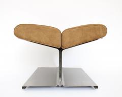 Paul Geoffroy Paul Geoffroy Steel and Suede Cushion Foot Stool by Uginox France 1970 - 4264897