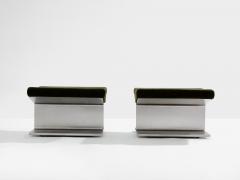 Paul Geoffroy Paul Geoffroy for Uginox stainless steel alcantara ottomans 1975 - 4196035