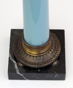 Paul Hanson An elegant pair of Paul Hanson columnar form pale blue glass lamps - 816146