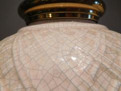 Paul Hanson Pair of Ceramic Basket Weave Paul Hanson Lamps with Ivory Crackle Glaze - 2124732