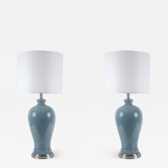 Paul Hanson Paul Hanson Blue Grey Porcelain Lamps - 964349