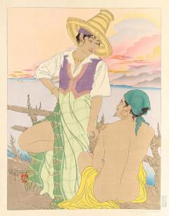 Paul Jacoulet First Edition Woodblock Print Coucher de Soleil Menado Celebes Paul Jacoulet - 4319755