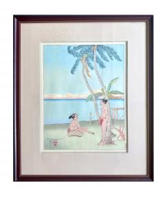 Paul Jacoulet Framed Japanese Woodblock Print Apres La Pluie Tarang Yap by Paul Jacoulet - 4203462
