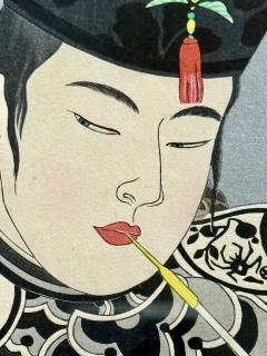 Paul Jacoulet Framed Rare Japanese Woodblock Print Le Lotus Noir Chine by Paul Jacoulet - 4570377