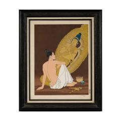 Paul Jacoulet Framed Rare Woodblock Print Le Genie Sans Nom by Paul Jacoulet - 4183758