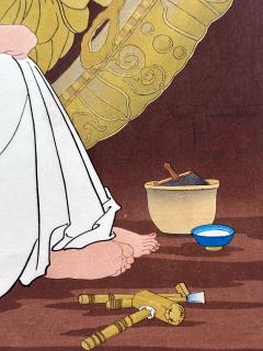 Paul Jacoulet Framed Rare Woodblock Print Le Genie Sans Nom by Paul Jacoulet - 4183762