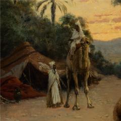 Paul Jean Baptiste Lazerges Large Orientalist Painting Twilight Caravan Desert by Lazerges - 4594678