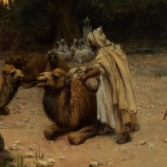 Paul Jean Baptiste Lazerges Large Orientalist Painting Twilight Caravan Desert by Lazerges - 4594679