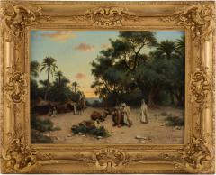 Paul Jean Baptiste Lazerges Large Orientalist Painting Twilight Caravan Desert by Lazerges - 4594902