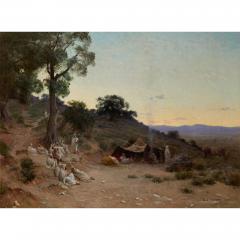 Paul Jean Baptiste Lazerges Large Orientalist painting of an evening landscape by Lazerges - 3756795