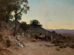 Paul Jean Baptiste Lazerges Large Orientalist painting of an evening landscape by Lazerges - 3758502