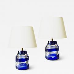 Paul Kedelv Pair of Round Sargasso lamps by Paul Kedelv Reijmyre Glasbruk - 3202340