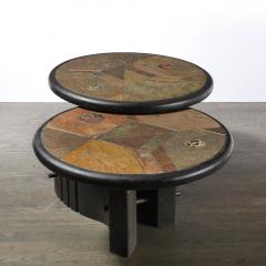 Paul Kingma Mid Century Brutalist Articulating Stone Metal Cocktail Table by Paul Kingma - 4347403