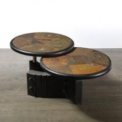 Paul Kingma Mid Century Brutalist Articulating Stone Metal Cocktail Table by Paul Kingma - 4347404