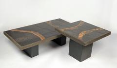 Paul Kingma Paul Kingma Brutalist Mosaic Coffee and Side Table in Slate Concrete - 2257482