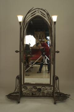 Paul Kiss French Art Deco Wrought Iron Cheval Mirror - 470928