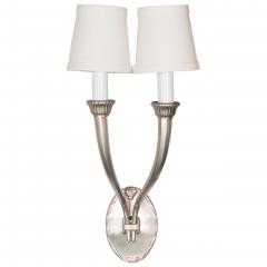 Paul Kiss Set of Four French Art Deco Brushed Nickel Sconces in the Manner of Paul Kiss - 1539831