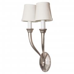 Paul Kiss Set of Four French Art Deco Brushed Nickel Sconces in the Manner of Paul Kiss - 1539832