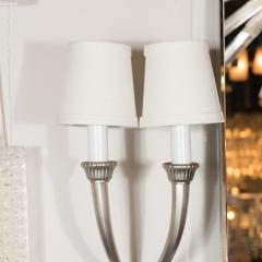 Paul Kiss Set of Four French Art Deco Brushed Nickel Sconces in the Manner of Paul Kiss - 1539844