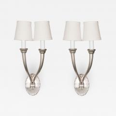 Paul Kiss Set of Four French Art Deco Brushed Nickel Sconces in the Manner of Paul Kiss - 1541280