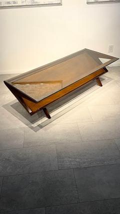 Paul L szl American Modern Dark Walnut and Glass Coffee Table Paul Laszlo - 4757562
