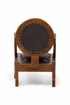 Paul L szl Pair of Hungarian Walnut Distressed Leather Art Deco Club Chairs Lajos Kozma - 4273904
