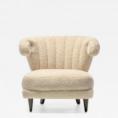 Paul L szl Paul Laszlo Hollywood Regency Slipper Chair in Off White Boucl circa 1940s - 2407884