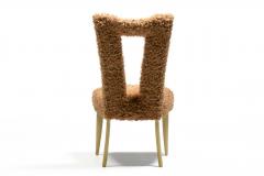 Paul L szl Paul Laszlo Set of 6 Bleached Wood Dining Chairs in Camel Teddy Bear Upholstery - 4522848