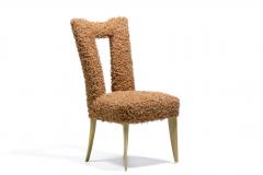 Paul L szl Paul Laszlo Set of 6 Bleached Wood Dining Chairs in Camel Teddy Bear Upholstery - 4522862
