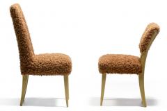 Paul L szl Paul Laszlo Set of 6 Bleached Wood Dining Chairs in Camel Teddy Bear Upholstery - 4522868