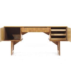 Paul L szl Paul Laszlo for Brown Saltman Mid Century Basket Weave Bleached Oak Desk - 3842379