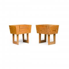 Paul L szl Paul Laszlo for Brown Saltman Mid Century Wooden Trapezoidal Nightstands - 4700418