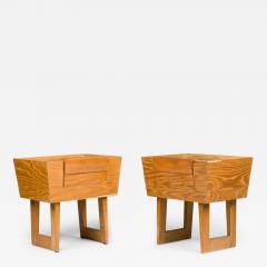 Paul L szl Paul Laszlo for Brown Saltman Mid Century Wooden Trapezoidal Nightstands - 4700627
