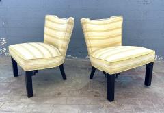 Paul L szl Rare Pair of Custom Paul Laszlo Slipper Chairs in Maria Kipp Upholstery - 3922116