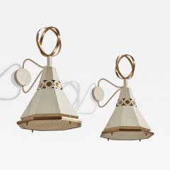 Paul Laszlo Large Wall Lights with Brass and Metal USA 1950s - 4787191