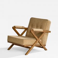 Paul Laszlo Lounge Chair with Wood and Fabric USA 1950s - 4787194