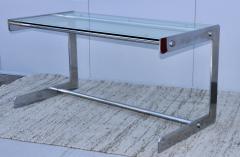 Paul Legeard 1970s French Modernist Brushed Steel And Glass Desk - 2777823