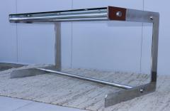 Paul Legeard 1970s French Modernist Brushed Steel And Glass Desk - 2777826