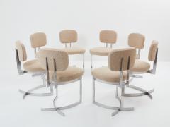 Paul Legeard Paul Legeard 8 chairs stainless steel wool boucl 1970 - 3489969