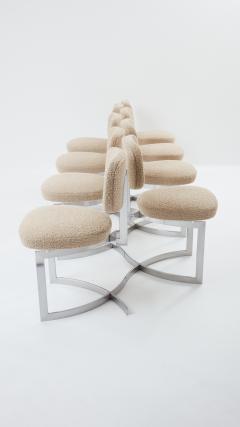 Paul Legeard Paul Legeard 8 chairs stainless steel wool boucl 1970 - 3489970