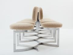 Paul Legeard Paul Legeard 8 chairs stainless steel wool boucl 1970 - 3489972