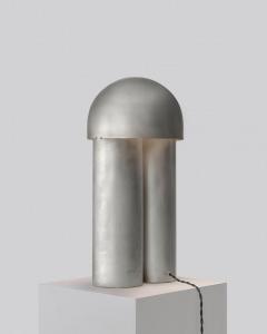Paul Matter Monolith Silvered Brass Sculpted Table Lamp by Paul Matter - 1211777