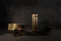 Paul Matter Monolith Silvered Brass Sculpted Table Lamp by Paul Matter - 1211779