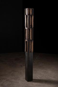 Paul Maxwell Rare Sand Cast Bronze Wood Brutalist Totem Sculpture 1967 - 4271975