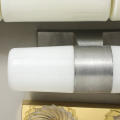 Paul Mayen Mid Century Milk Glass Brushed Aluminum Cylindrical Vanity Light by Paul Mayen - 4347302